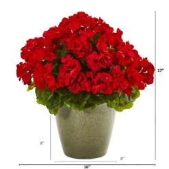 17” Geranium Artificial Plant UV Resistant (Indoor/Outdoor) -Artificial Flowers Sale artificial 17 geranium artificial plant uv resistant indooroutdoor nearly natural 270814