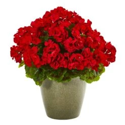 17” Geranium Artificial Plant UV Resistant (Indoor/Outdoor) -Artificial Flowers Sale artificial 17 geranium artificial plant uv resistant indooroutdoor nearly natural red 561330