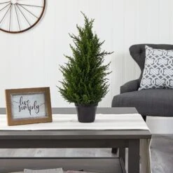 18” Cedar Artificial Tree With LED Lights UV Resistant (Indoor/Outdoor) -Artificial Flowers Sale artificial 18 cedar artificial tree with led lights uv resistant indooroutdoor nearly natural 194920