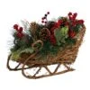 18” Christmas Sleigh With Pine, Pinecones And Berries Artificial Christmas Arrangement