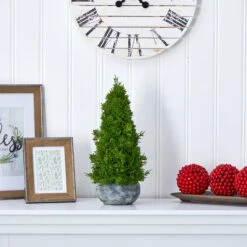 18” Cypress Cone Artificial Christmas Tree In Decorative Planter -Artificial Flowers Sale artificial 18 cypress cone artificial tree in decorative planter nearly natural 102798