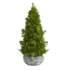 18” Cypress Cone Artificial Christmas Tree In Decorative Planter