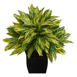 18” Tradescantia Artificial Plant In Black Metal Planter (Real Touch)