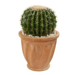 19" Cactus Artificial Plant In Terra Cotta Planter"