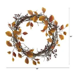 19” Harvest Leaf, Berriesand Twig Artificial Wreath -Artificial Flowers Sale artificial 19 harvest leaf berries and twig artificial wreath nearly natural 618568