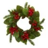 19” Magnolia Leaf, Berry And Pine Artificial Wreath -Artificial Flowers Sale artificial 19 magnolia leaf berry and pine artificial wreath nearly natural 120797