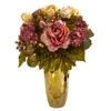 19” Peony Artificial Arrangement In Gold Vase -Artificial Flowers Sale artificial 19 peony artificial arrangement in gold vase nearly natural 619355