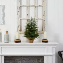 2’ Artificial Christmas Tree In Burlap Base With 35 Warm White LED Lights -Artificial Flowers Sale artificial 2 artificial christmas tree in burlap base with 35 warm white led lights nearly natural 234860