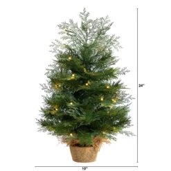 2’ Artificial Christmas Tree In Burlap Base With 35 Warm White LED Lights -Artificial Flowers Sale artificial 2 artificial christmas tree in burlap base with 35 warm white led lights nearly natural 403982