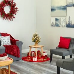 2' Flocked Artificial Christmas Tree With 30 Clear Lights, 73 Bendable Branches, Pine Cones And Berries -Artificial Flowers Sale artificial 2 flocked artificial christmas tree with 30 clear lights 73 bendable branches pine cones and berries nearly natural 256641