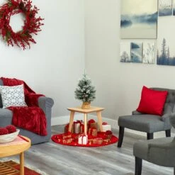 2' Flocked Artificial Christmas Tree With 30 Clear Lights, 73 Bendable Branches, Pine Cones And Berries -Artificial Flowers Sale artificial 2 flocked artificial christmas tree with 30 clear lights 73 bendable branches pine cones and berries nearly natural 950644