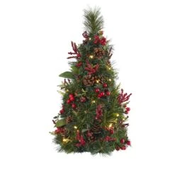 2’ Mixed Berry And Pine Cone Artificial Christmas Tree With 35 Clear LED Lights -Artificial Flowers Sale artificial 2 mixed berry and pine cone artificial christmas tree with 35 clear led lights nearly natural 501447