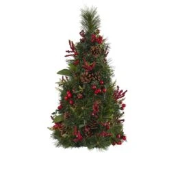 2’ Mixed Berry And Pine Cone Artificial Christmas Tree With 35 Clear LED Lights