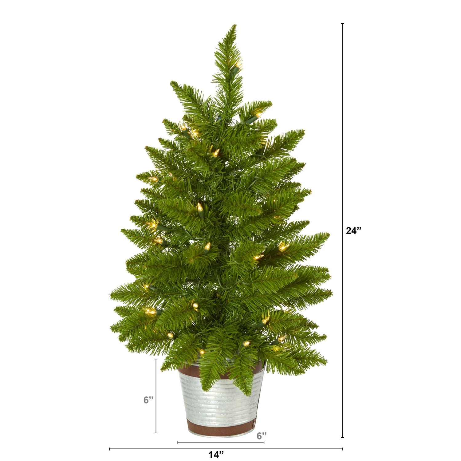 2’ Providence Pine Artificial Christmas Tree In Decorative Planter With 35 Warm White Lights And 51 Bendable Branches 4 2’ Providence Pine Artificial Christmas Tree In Decorative Planter With 35 Warm White Lights And 51 Bendable Branches - Image 2