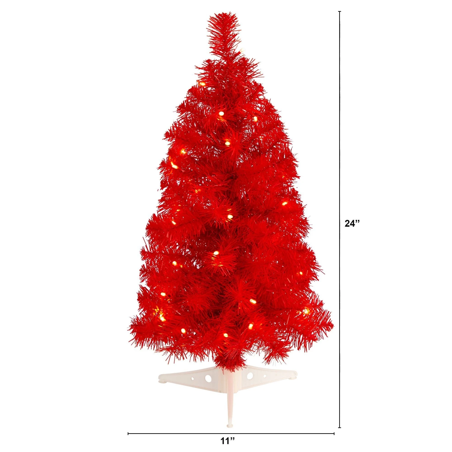 2’ Red Artificial Christmas Tree With 35 LED Lights And 72 Bendable Branches 4 2’ Red Artificial Christmas Tree With 35 LED Lights And 72 Bendable Branches - Image 2