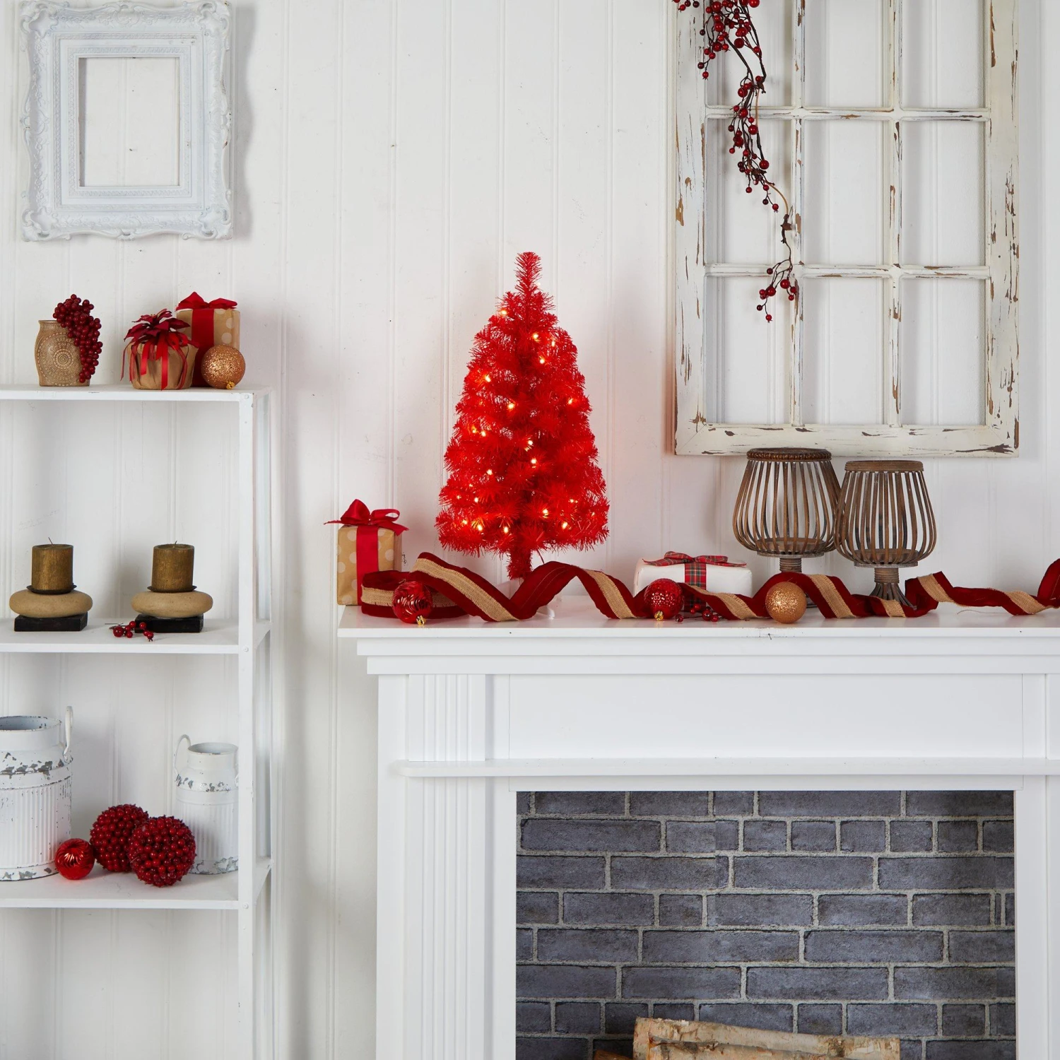 2’ Red Artificial Christmas Tree With 35 LED Lights And 72 Bendable Branches 10 2’ Red Artificial Christmas Tree With 35 LED Lights And 72 Bendable Branches - Image 8