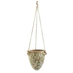 2’ Tuscan Hanging Ceramic Scroll Planter 9 2’ Tuscan Hanging Ceramic Scroll Planter -Artificial Flowers Sale artificial 2 tuscan hanging ceramic scroll planter nearly natural green 189236