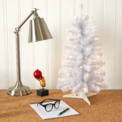 2’ White Artificial Christmas Tree With 35 LED Lights And 72 Bendable Branches -Artificial Flowers Sale artificial 2 white artificial christmas tree with 35 led lights and 72 bendable branches nearly natural 470923