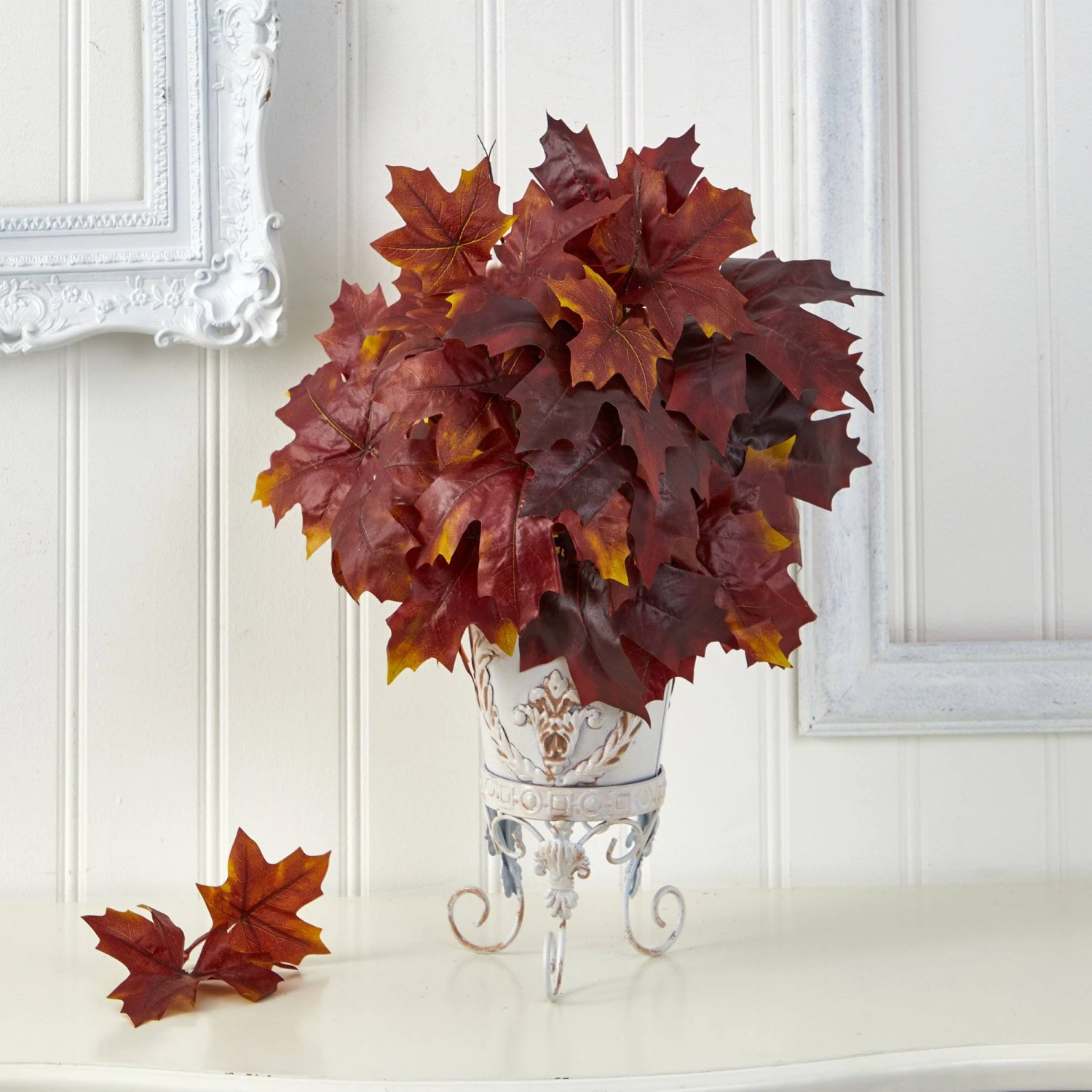 20” Autumn Maple Leaf Artificial Plant In Metal Planter 3 20” Autumn Maple Leaf Artificial Plant In Metal Planter
