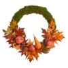 20” Autumn Pumpkin, Gourd And Fall Maple Leaf Artificial Wreath -Artificial Flowers Sale artificial 20 autumn pumpkin gourd and fall maple leaf artificial wreath nearly natural 751140