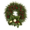 20” Cedar, Berries And Magnolia Artificial Christmas Wreath -Artificial Flowers Sale artificial 20 cedar berries and magnolia artificial christmas wreath nearly natural 523403