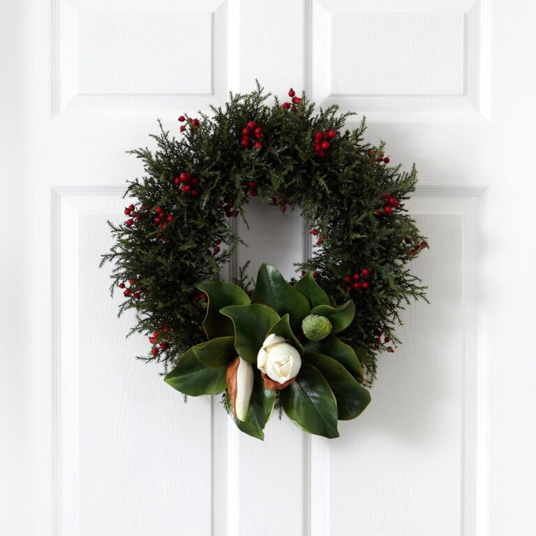 Artificial Flowers Sale 22 Artificial Flowers Sale -Artificial Flowers Sale artificial 20 cedar berries and magnolia artificial christmas wreath nearly natural 686880 768x768 1