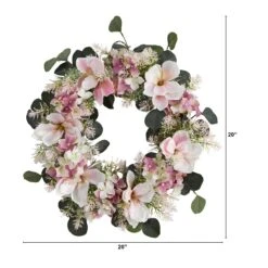 20” Hydrangea And Magnolia Artificial Wreath -Artificial Flowers Sale artificial 20 hydrangea and magnolia artificial wreath nearly natural 850266