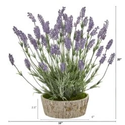 20” Lavender Artificial Plant In Weathered Oak Planter -Artificial Flowers Sale artificial 20 lavender artificial plant in weathered oak planter nearly natural 753875