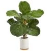 21” Fiddle Leaf Artificial Tree In White Ceramic Planter -Artificial Flowers Sale artificial 21 fiddle leaf artificial tree in white ceramic planter nearly natural 318881