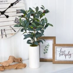 21” Olive Artificial Plant In White Planter -Artificial Flowers Sale artificial 21 olive artificial plant in white planter nearly natural 358128
