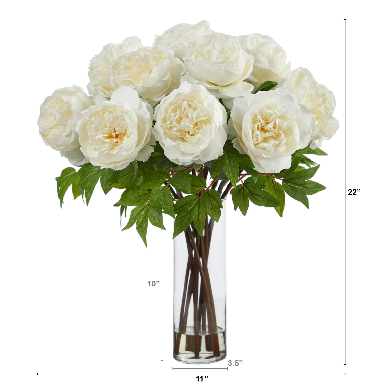 22” Artificial Peony Arrangement With Cylinder Glass Vase 5 22” Artificial Peony Arrangement With Cylinder Glass Vase - Image 3
