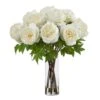 22” Artificial Peony Arrangement With Cylinder Glass Vase -Artificial Flowers Sale artificial 22 artificial peony arrangement with cylinder glass vase arrangement nearly natural white 289928
