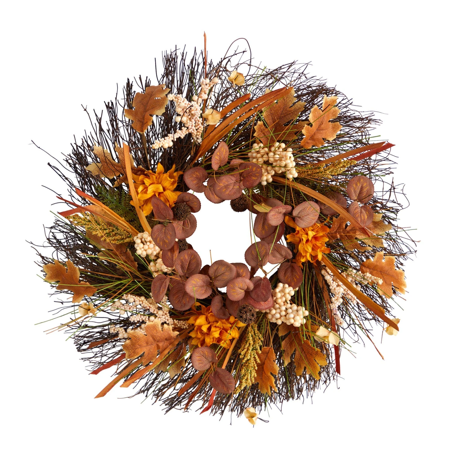 22” Autumn Dahlia And Berries Artificial Fall Wreath 3 22” Autumn Dahlia And Berries Artificial Fall Wreath