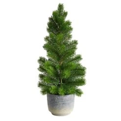 22” Artificial Pine Christmas Tree In Decorative Planter