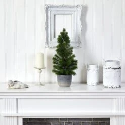 22” Artificial Pine Christmas Tree In Decorative Planter -Artificial Flowers Sale artificial 22 christmas pine artificial tree in decorative planter nearly natural 949435