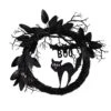 22” Halloween Black Cat And Bat Boo Twig Wreath 2 22” Halloween Black Cat And Bat Boo Twig Wreath -Artificial Flowers Sale artificial 22 halloween black cat and bat boo twig wreath nearly natural 556660