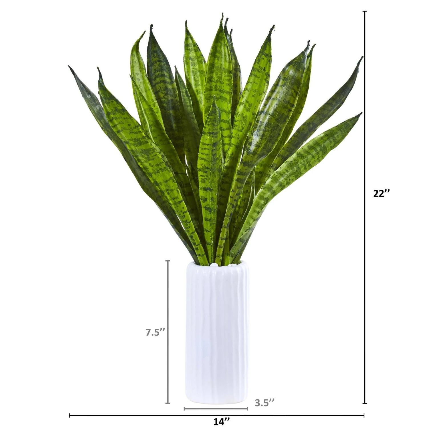 22” Sansevieria Artificial Plant In White Vase 4 22” Sansevieria Artificial Plant In White Vase - Image 2