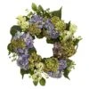 22” Artificial Hydrangea Silk Wreath Mixed Greens -Artificial Flowers Sale artificial 22 silk hydrangea artificial wreath nearly natural 934309