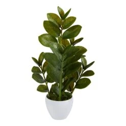 22” Zamioculcas Artificial Plant In White Planter