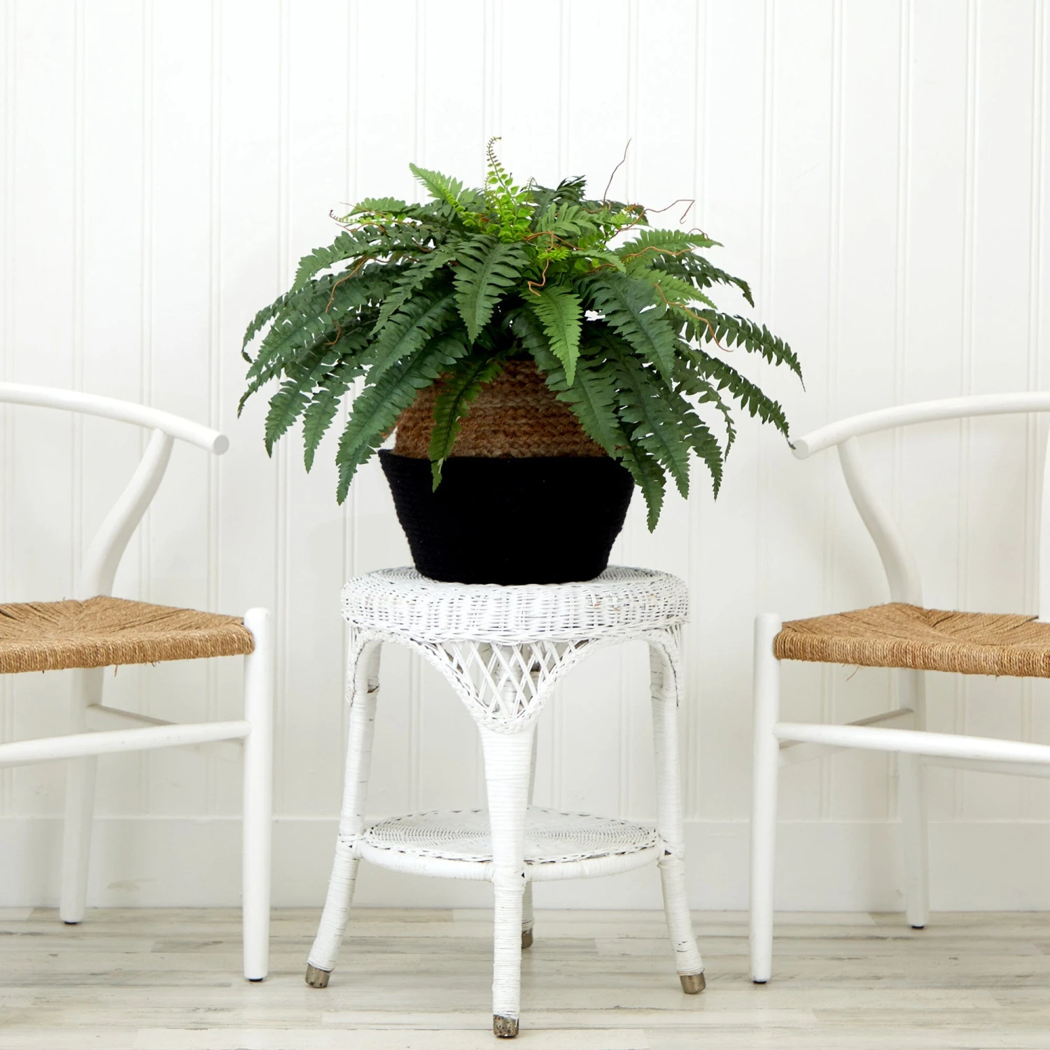 23" Artificial Boston Fern Plant With Handmade Jute & Cotton Basket DIY KIT 6 23" Artificial Boston Fern Plant With Handmade Jute & Cotton Basket DIY KIT - Image 4