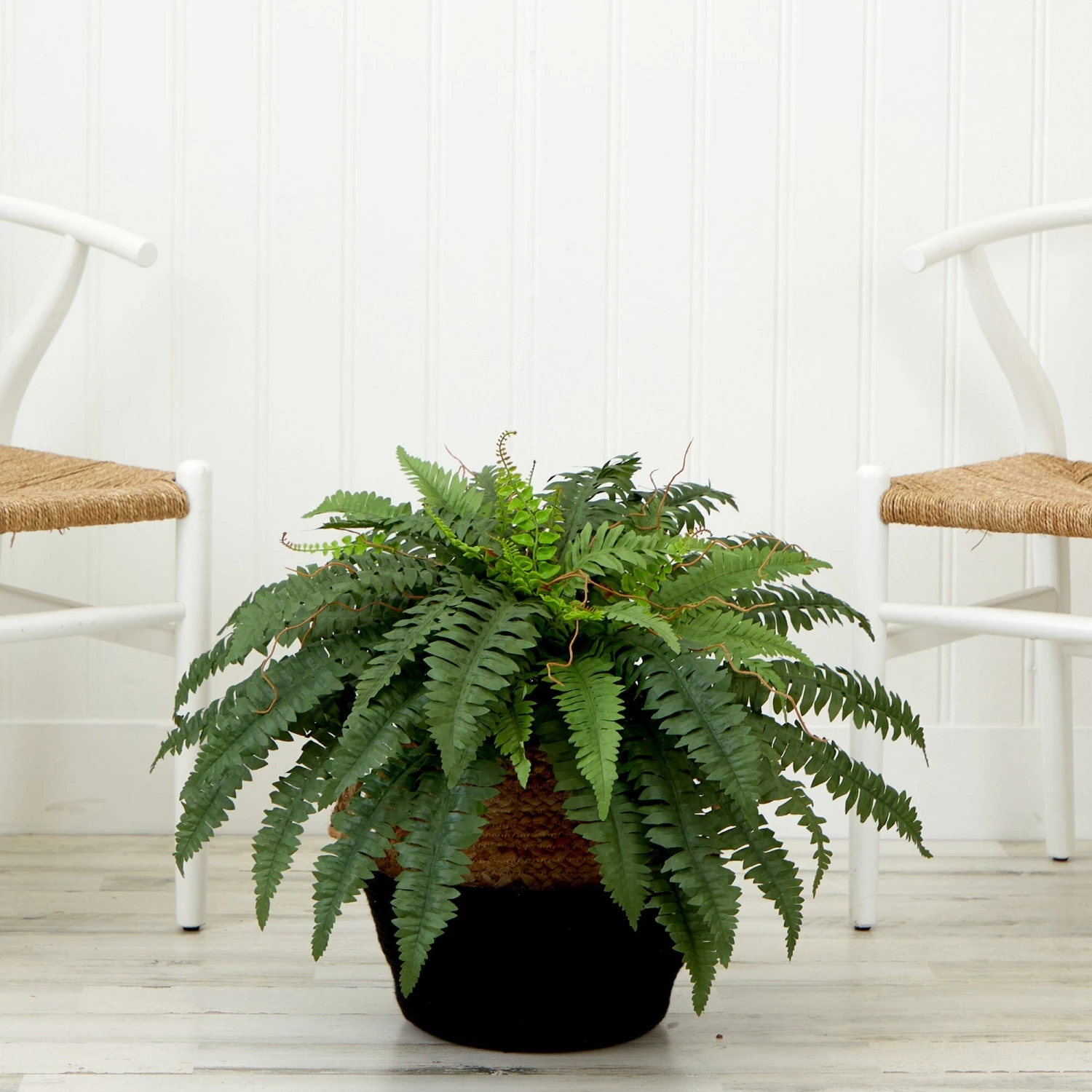 23" Artificial Boston Fern Plant With Handmade Jute & Cotton Basket DIY KIT 4 23" Artificial Boston Fern Plant With Handmade Jute & Cotton Basket DIY KIT - Image 2