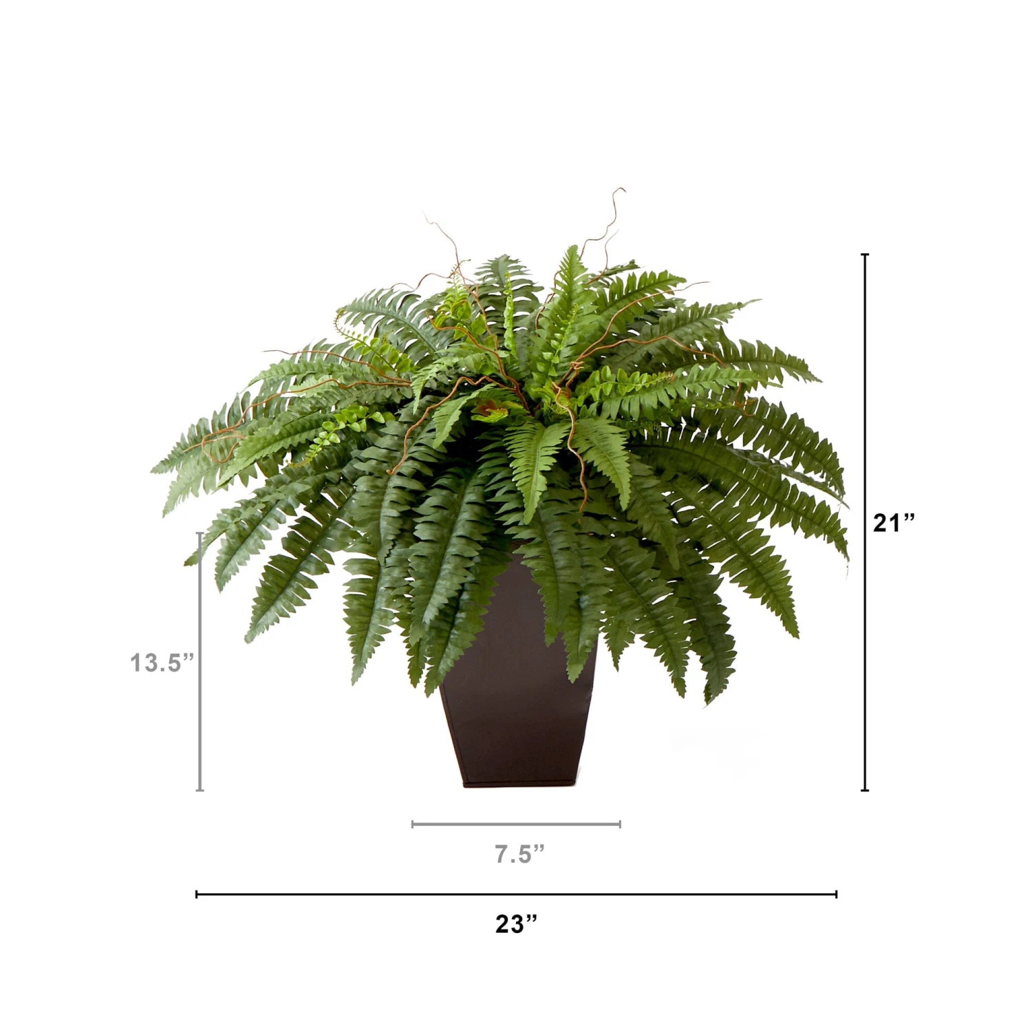 23” Artificial Boston Fern Plant With Tapered Bronze Square Metal Planter DIY KIT 6 23” Artificial Boston Fern Plant With Tapered Bronze Square Metal Planter DIY KIT - Image 4