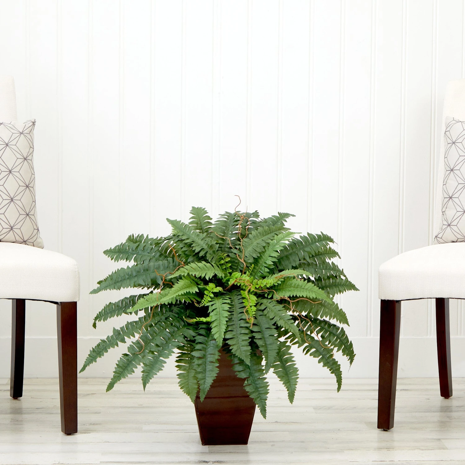 23” Artificial Boston Fern Plant With Tapered Bronze Square Metal Planter DIY KIT 4 23” Artificial Boston Fern Plant With Tapered Bronze Square Metal Planter DIY KIT - Image 2