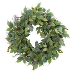 23” Mix Royal Ruscus, Fittonia And Berries Artificial Wreath