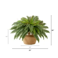 23”Artificial Boston Fern Plant In HandmadeJute & Cotton Basket With Tassels DIY KIT -Artificial Flowers Sale artificial 23artificial boston fern plant in handmade jute cotton basket with tassels diy kit plant in planter nearly natural 880557