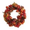 24” Autumn Maple, Berries And Pinecone Fall Artificial Wreath -Artificial Flowers Sale artificial 24 autumn maple berries and pinecone fall artificial wreath nearly natural 149766