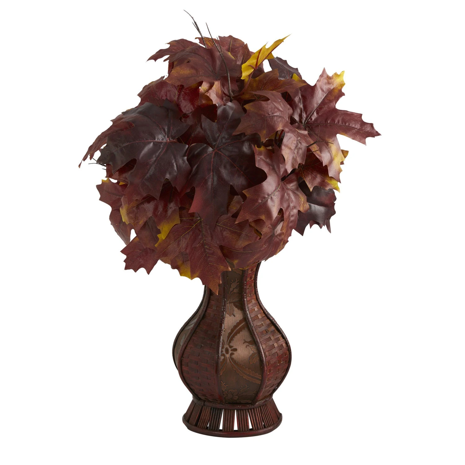 24” Autumn Maple Leaf Artificial Plant In Decorative Planter 4 24” Autumn Maple Leaf Artificial Plant In Decorative Planter - Image 2