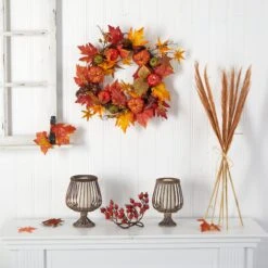 24” Autumn Pumpkin And Berries Artificial Fall Wreath 11 24” Autumn Pumpkin And Berries Artificial Fall Wreath -Artificial Flowers Sale artificial 24 autumn pumpkin and berries artificial fall wreath nearly natural 272619