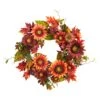 24” Autumn Sunflower, Pumpkin, Pinecone And Berries Fall Artificial Wreat -Artificial Flowers Sale artificial 24 autumn sunflower pumpkin pinecone and berries fall artificial wreath nearly natural 591359