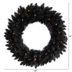 24” Black Artificial Wreath With 35 Warm White LED Lights 8 24” Black Artificial Wreath With 35 Warm White LED Lights -Artificial Flowers Sale artificial 24 black artificial wreath with 35 warm white led lights nearly natural 424985